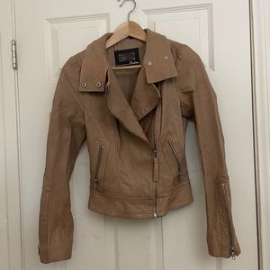 Mackage tan lamb leather motor jacket slim fit